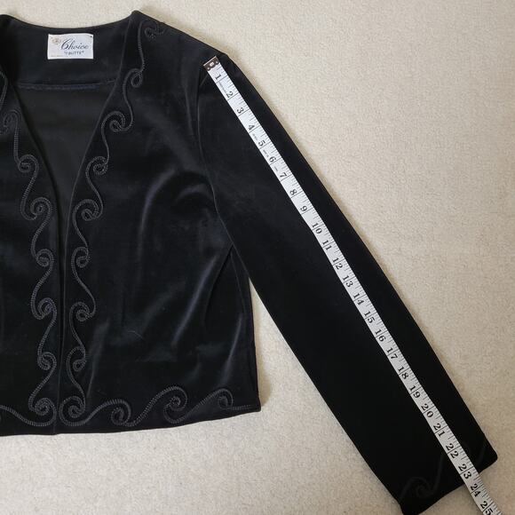 Vintage Choice By Butte Size 14 Velvet Velour Open Jacket Blazer USA Made Black - Picture 10 of 15